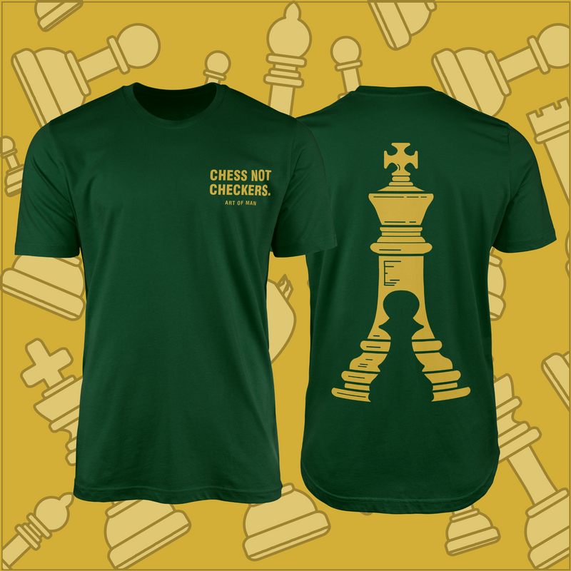 Art Of Man Chess Not Checkers Green & Gold Tee (King)