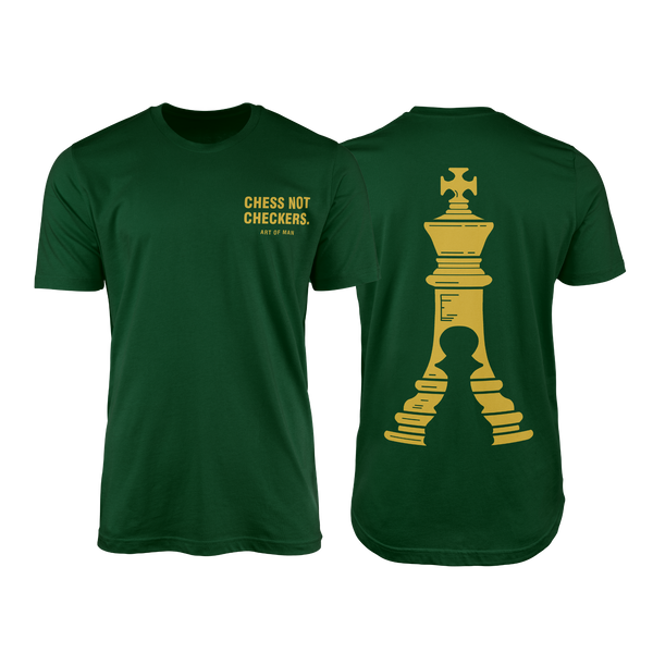 Art Of Man Chess Not Checkers Green & Gold Tee (King)